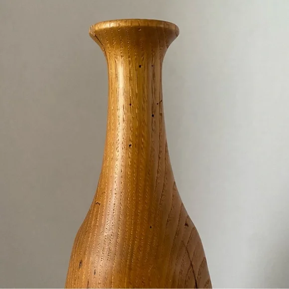 Mid Century Live Edge Wood Vase Hand Turned Wood Vase California Wooden Bottle - Picture 3 of 17